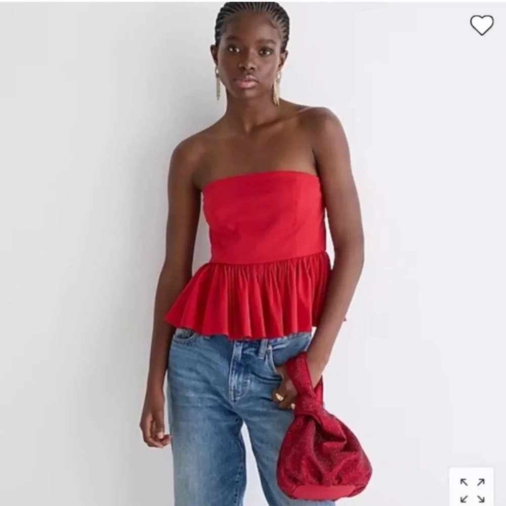 NWT J. Crew strapless taffeta peplum top red size 8 - Picture 2 of 7
